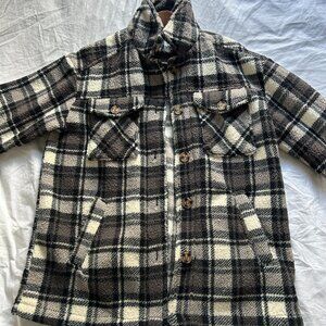 Sherpa Plaid Fleece Jacket / Button Down Short